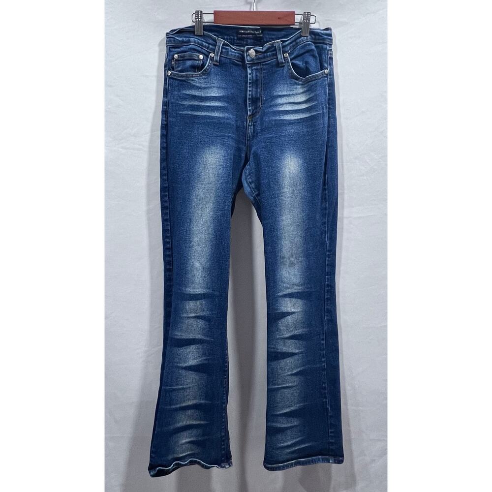 Vintage Y2K 2000s Women's Flared Jeans‎ Size 13/14 Acid Wash Mid Rise Denim